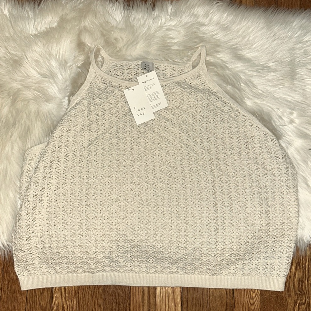 NWT a new day open work cream crochet tank plus size 3x